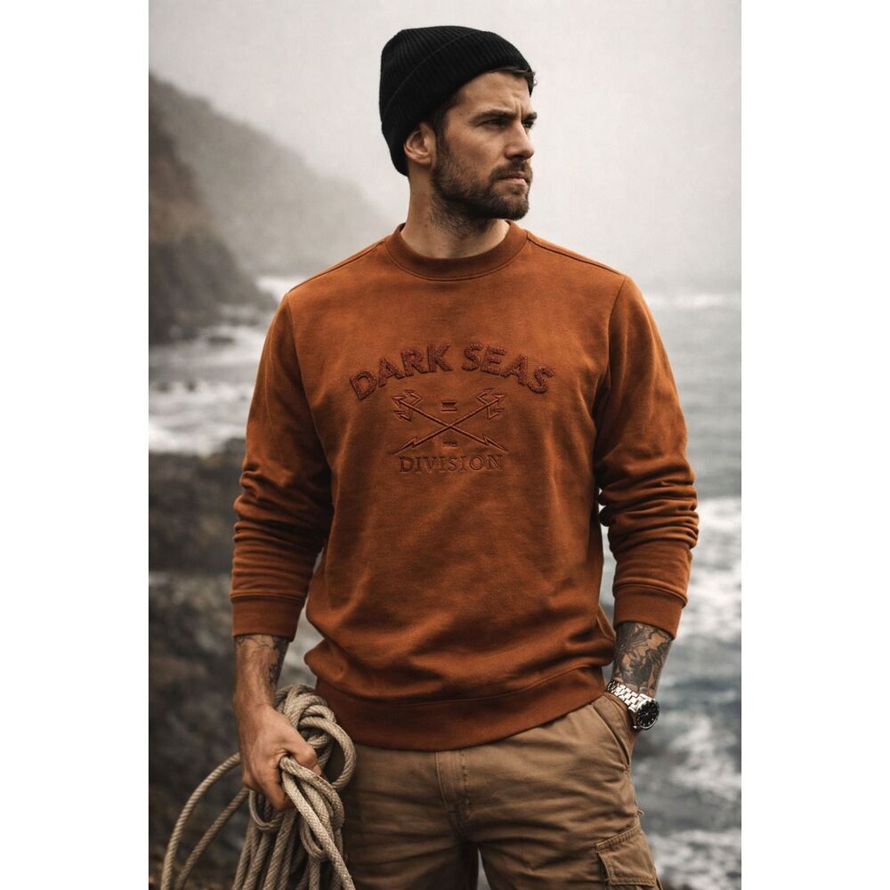 DARK SEAS Division Brown Pullover Sweatshirt Top  Mens Size Small